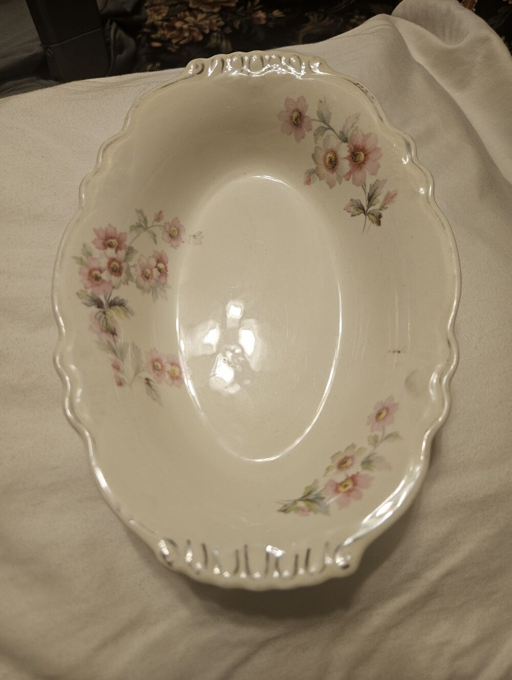 Vintage Homer Laughlin Ceramic Serving Bowl Virginia Rose Pattern